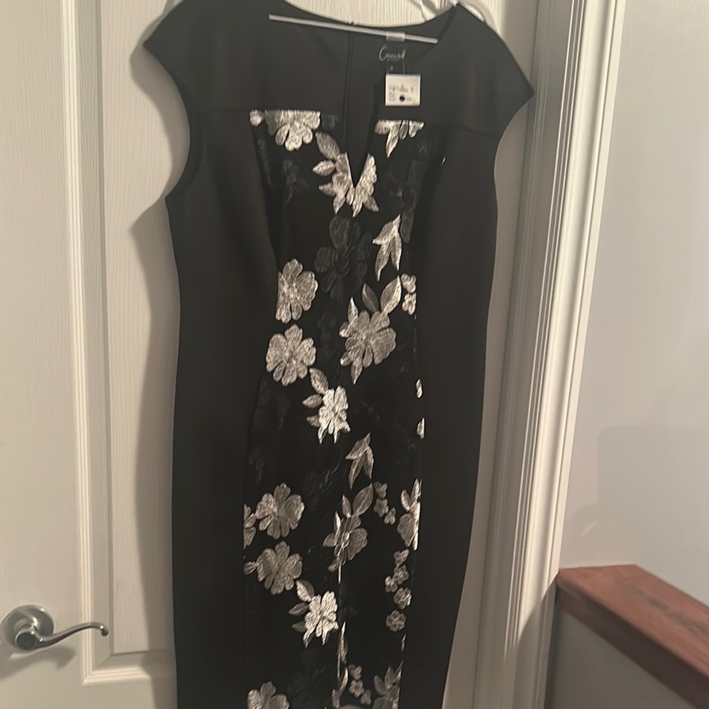 Connected Apparel Black Sheath Midi Dress Bateau Neckline